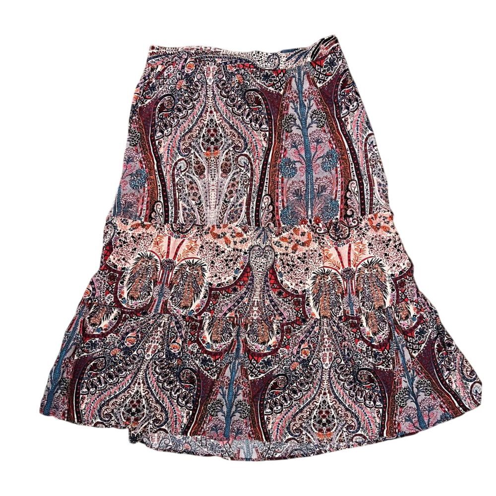 Philosophy Multi Colored Midi Paisley Women's Skirt SZ LG Boho Chic Cottage Core
